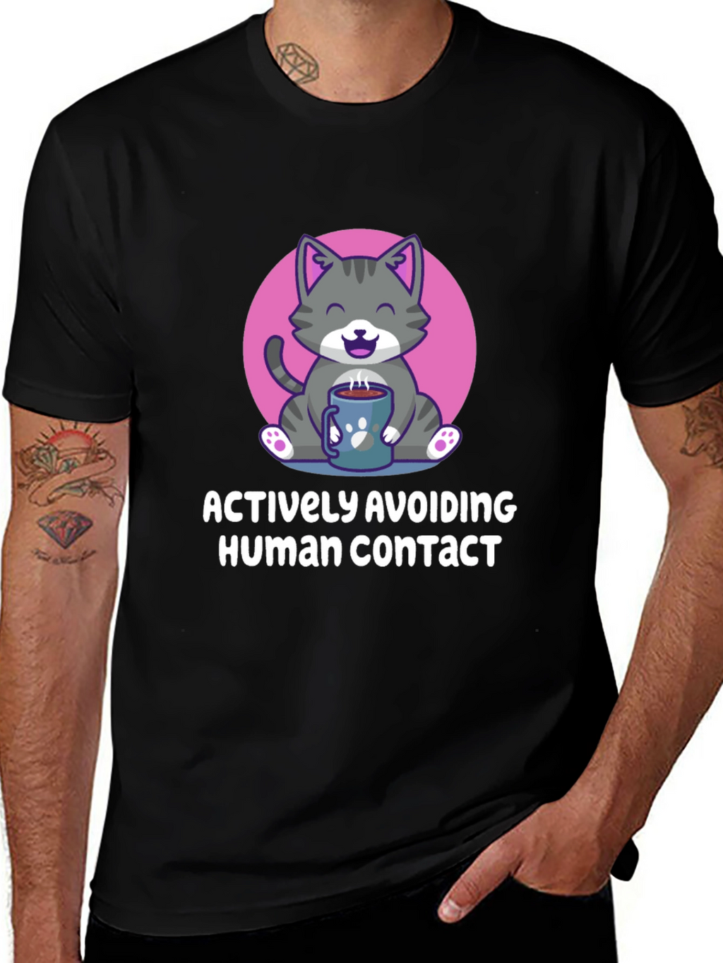Actively Avoiding Human Contact Cat Graphic T-Shirt