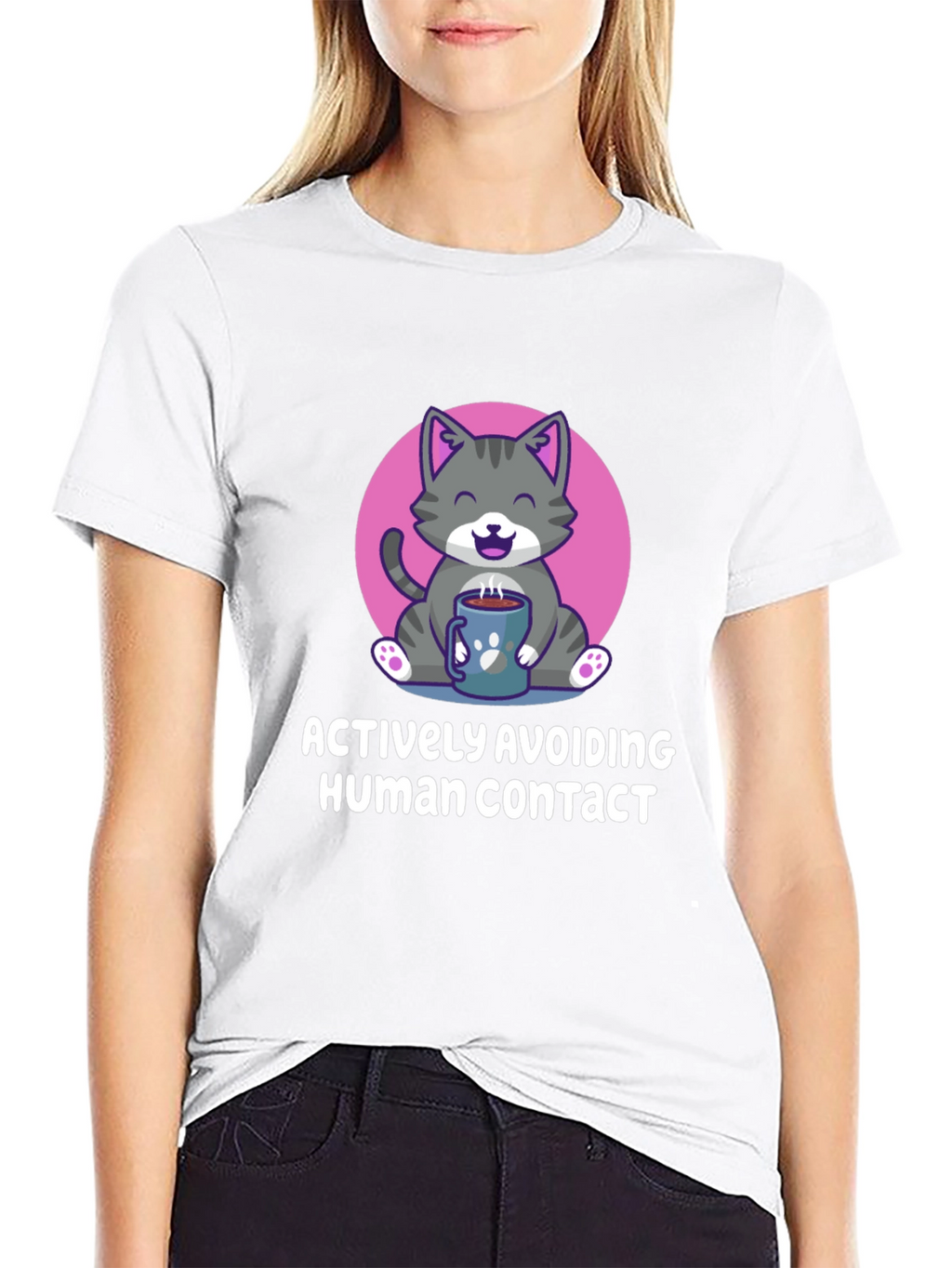 Actively Avoiding Human Contact Cat Graphic T-Shirt