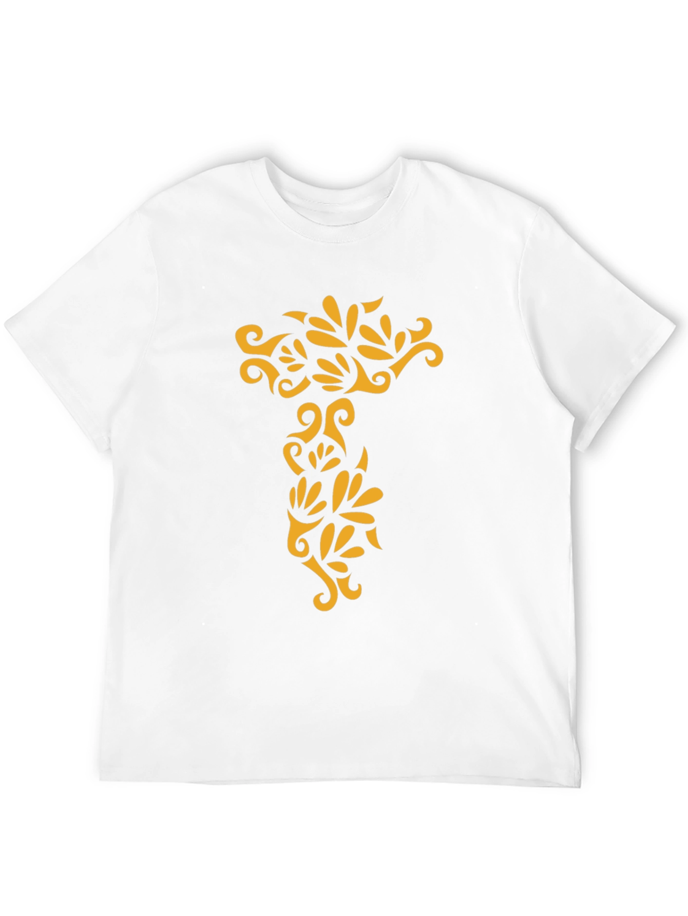 Black Tee with Ornamental Gold Design