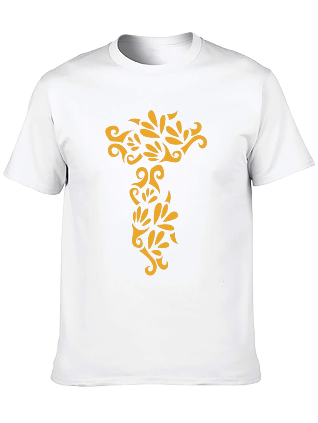 Black Tee with Ornamental Gold Design