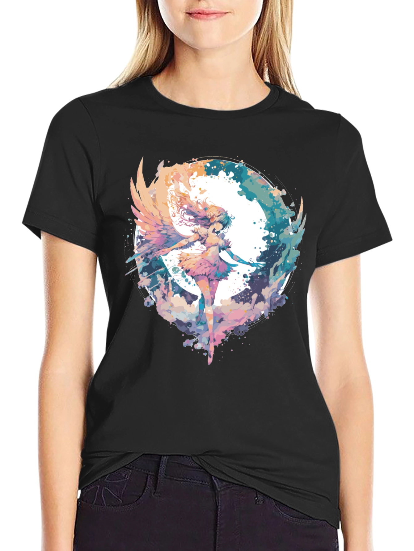 Anime Angel Wings T-Shirt - Watercolor Style