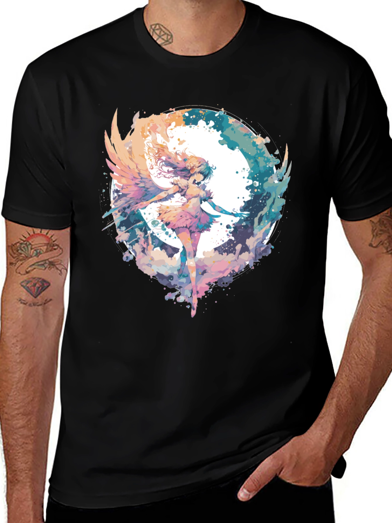 Anime Angel Wings T-Shirt - Watercolor Style