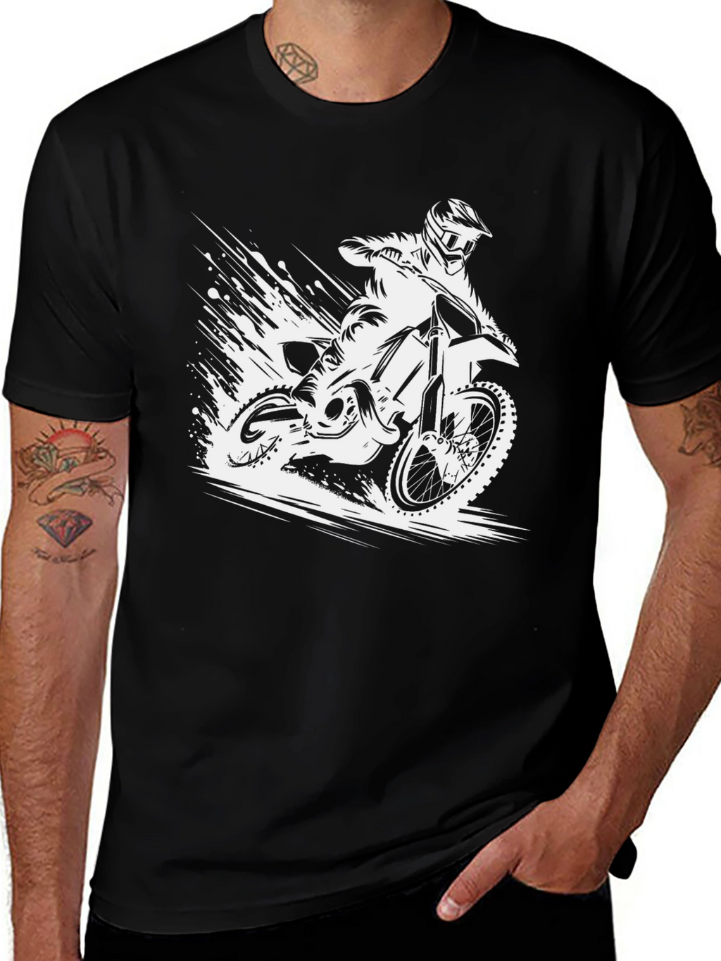 Dirt Bike Graphic Tee - Black Motocross T-Shirt