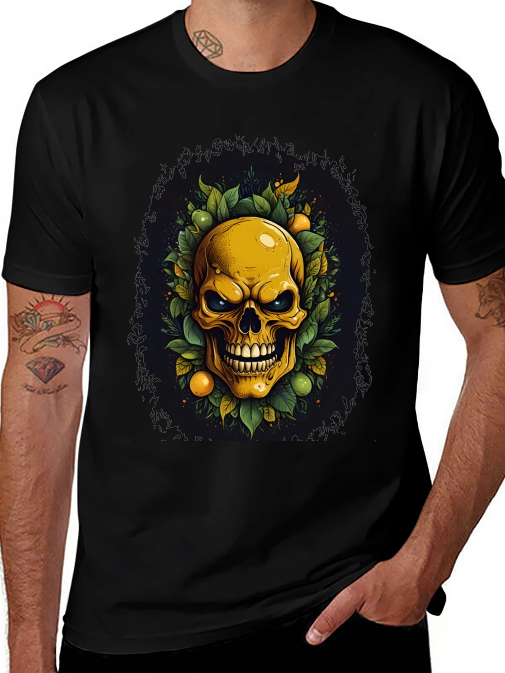 Skull & Fruit Graphic Tee - Edgy Style