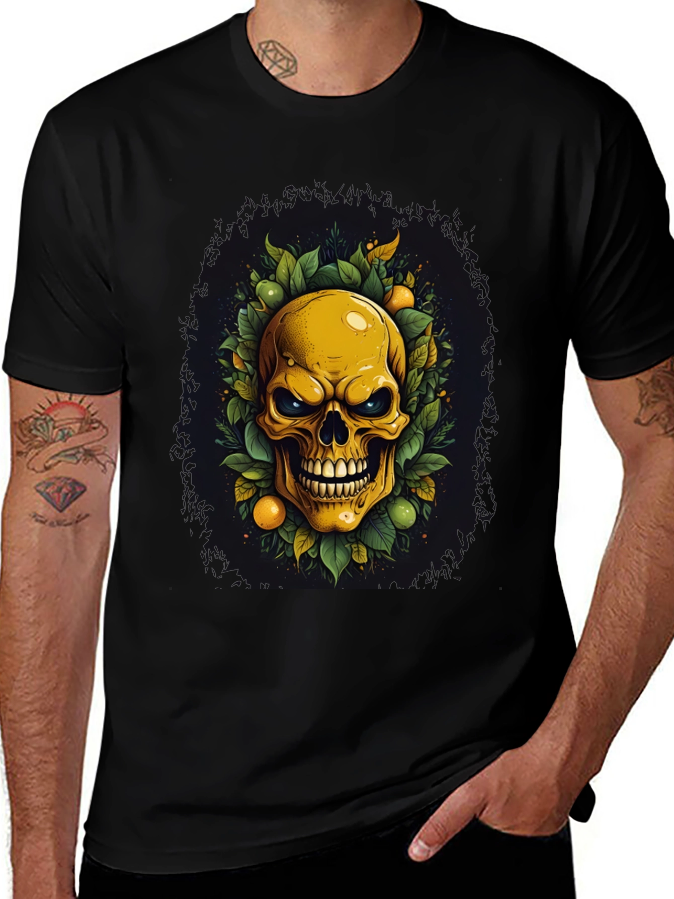 Skull & Fruit Graphic Tee - Edgy Style