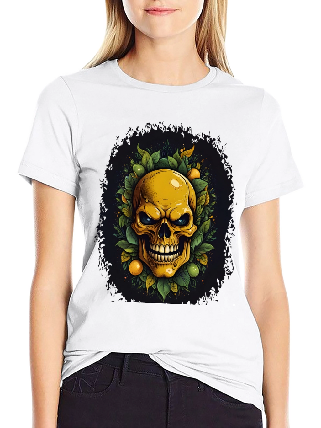 Skull & Fruit Graphic Tee - Edgy Style