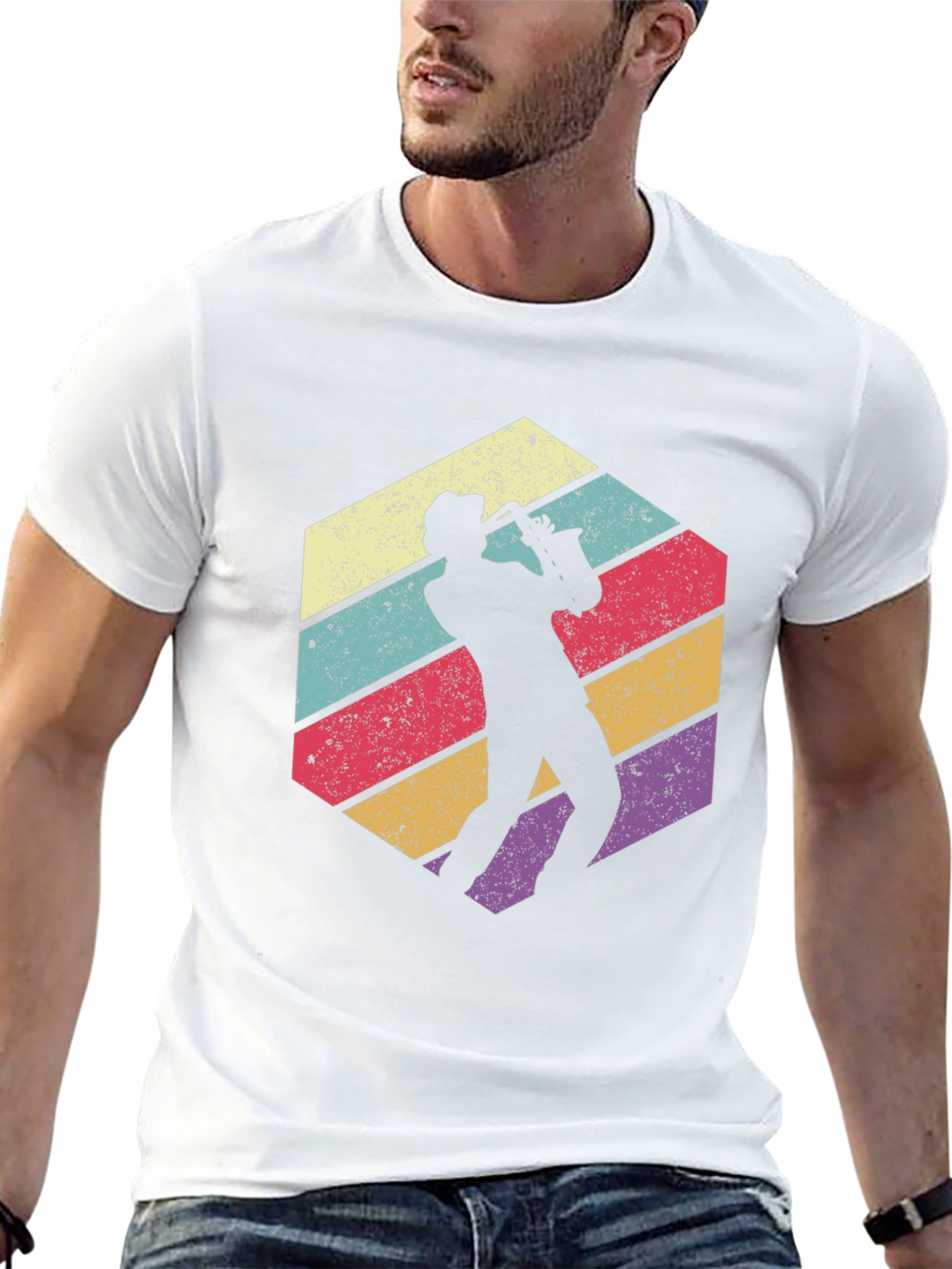Retro Saxophone Player Graphic T-Shirt - Cool Jazz Tee