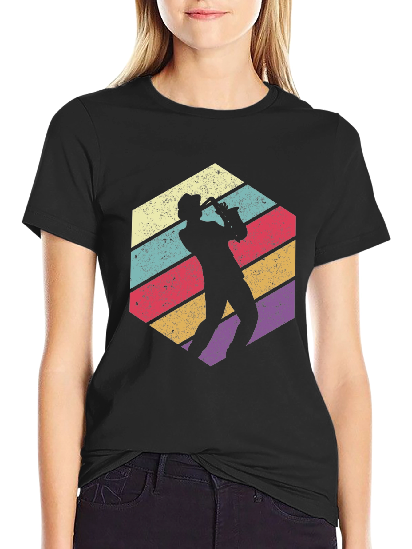 Retro Saxophone Player Graphic T-Shirt - Cool Jazz Tee