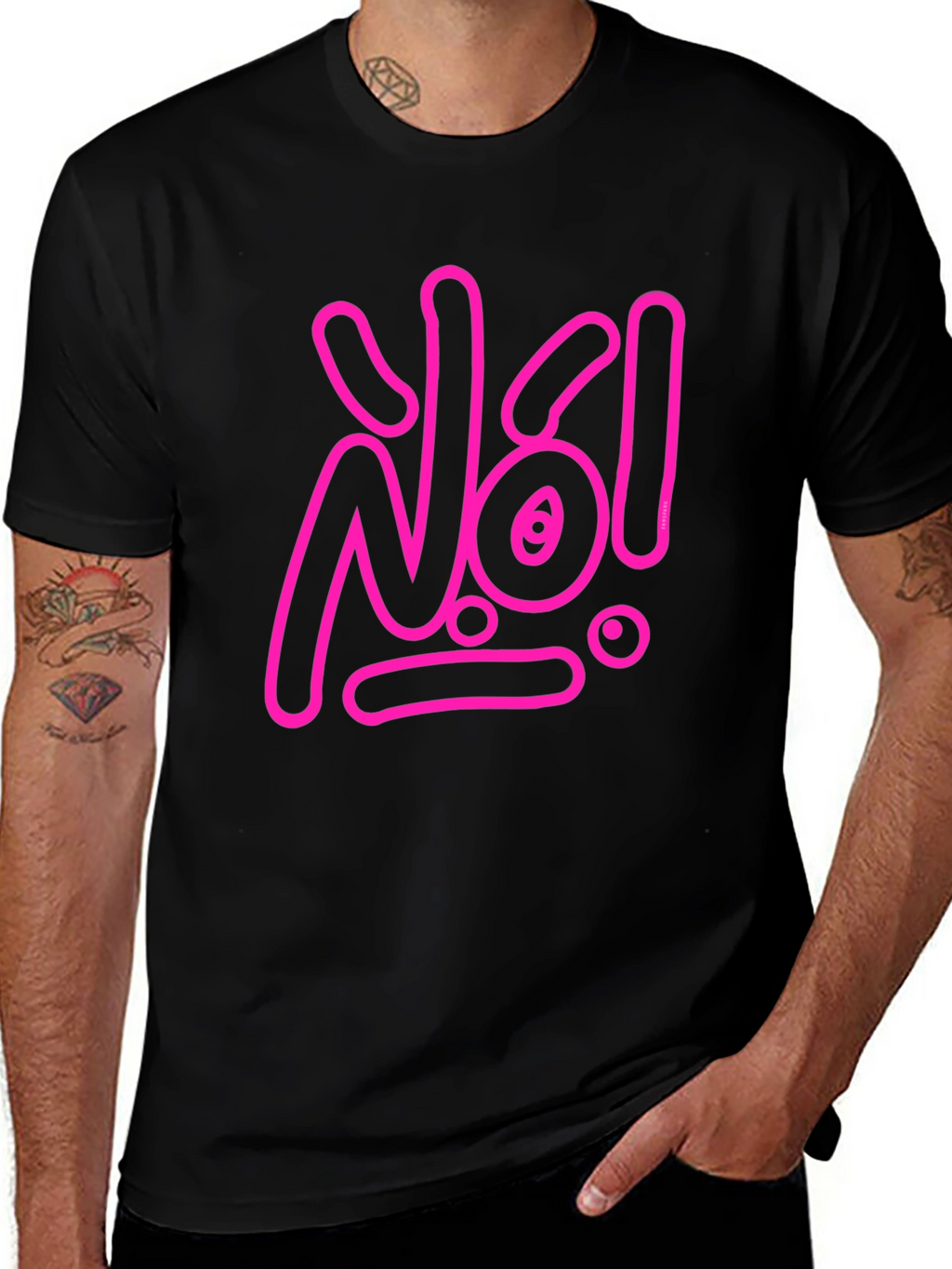 Statement Tee: Pink No! Graphic on Black