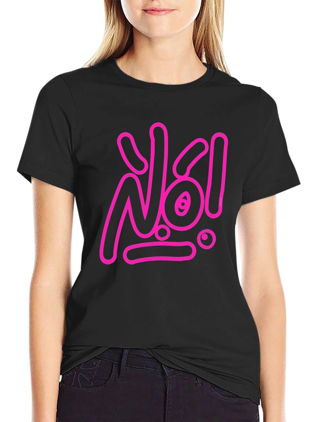 Statement Tee: Pink No! Graphic on Black