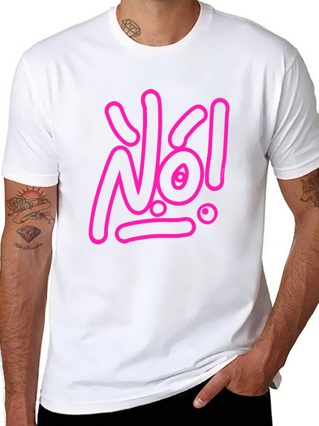 Statement Tee: Pink No! Graphic on Black