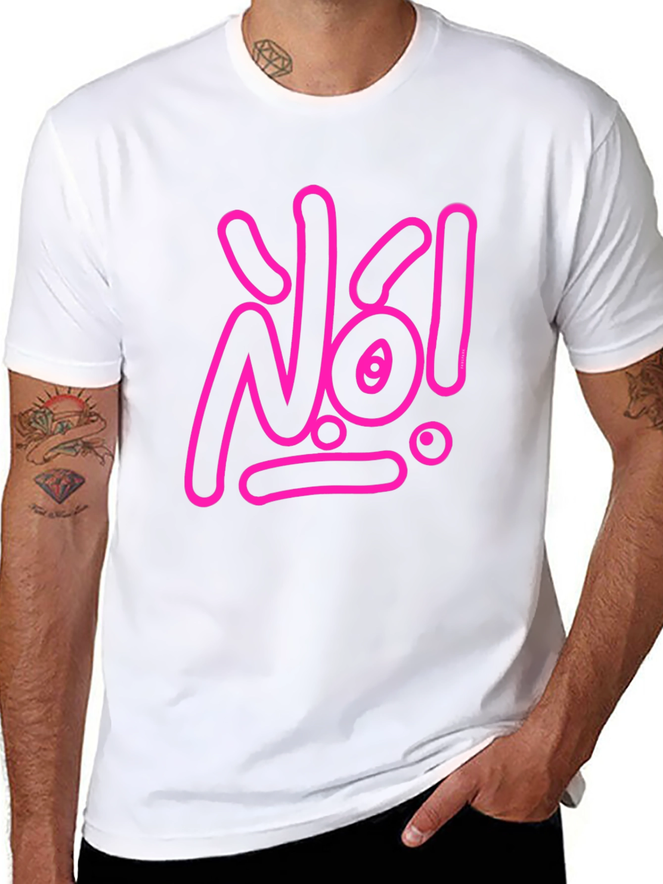 Statement Tee: Pink No! Graphic on Black