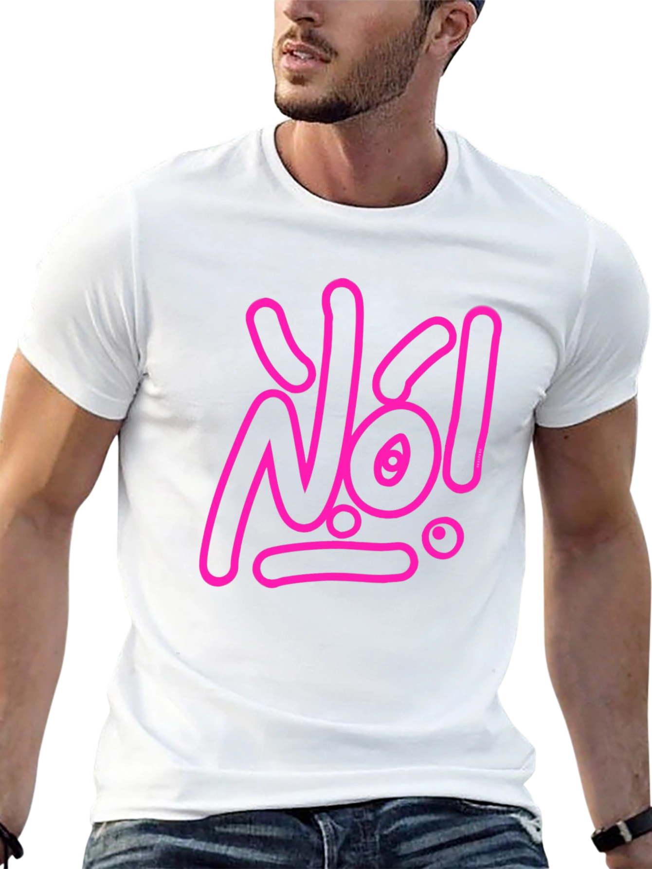Statement Tee: Pink No! Graphic on Black