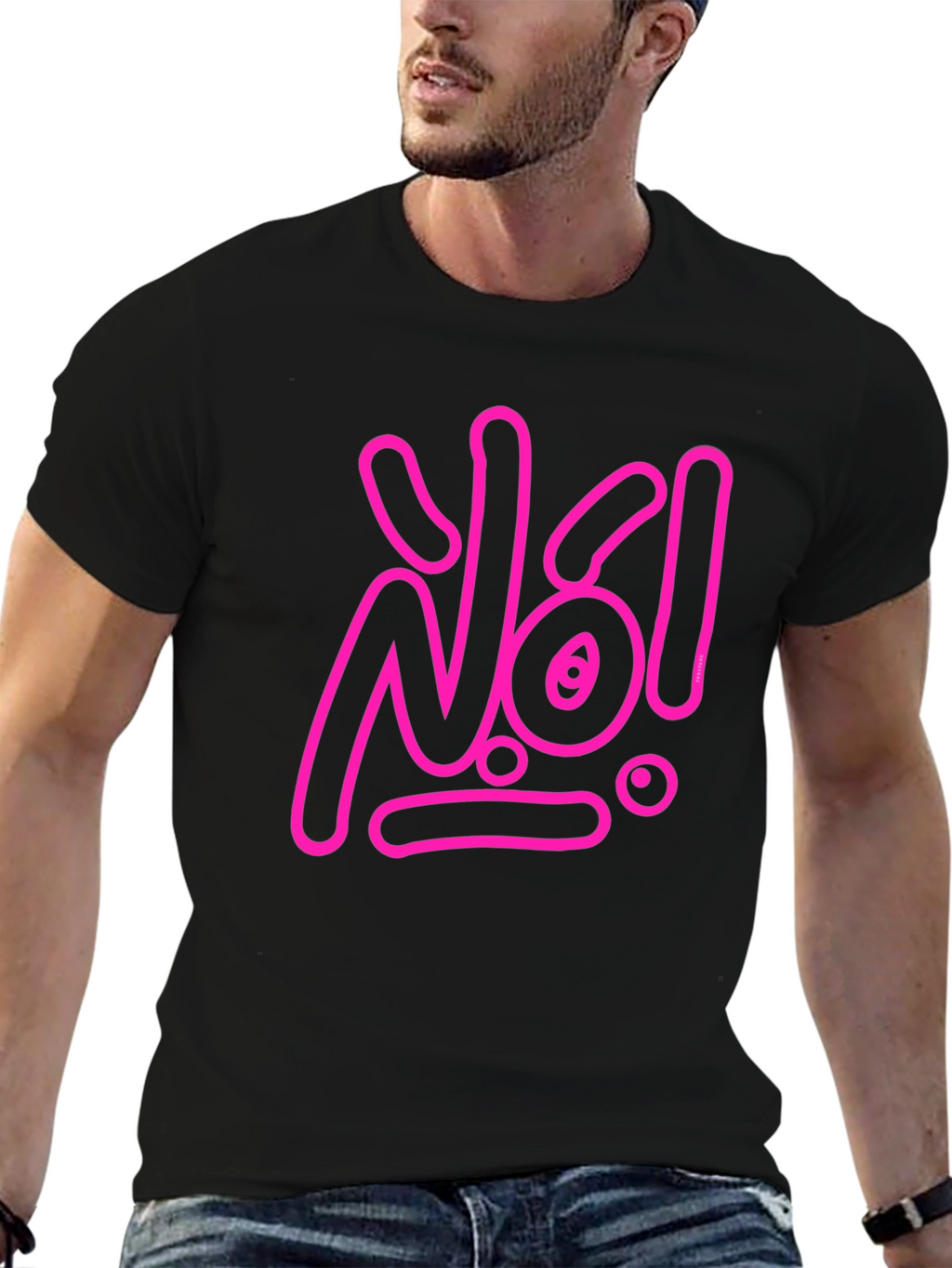 Statement Tee: Pink No! Graphic on Black