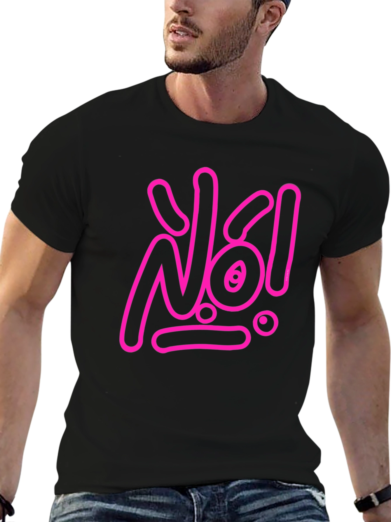 Statement Tee: Pink No! Graphic on Black