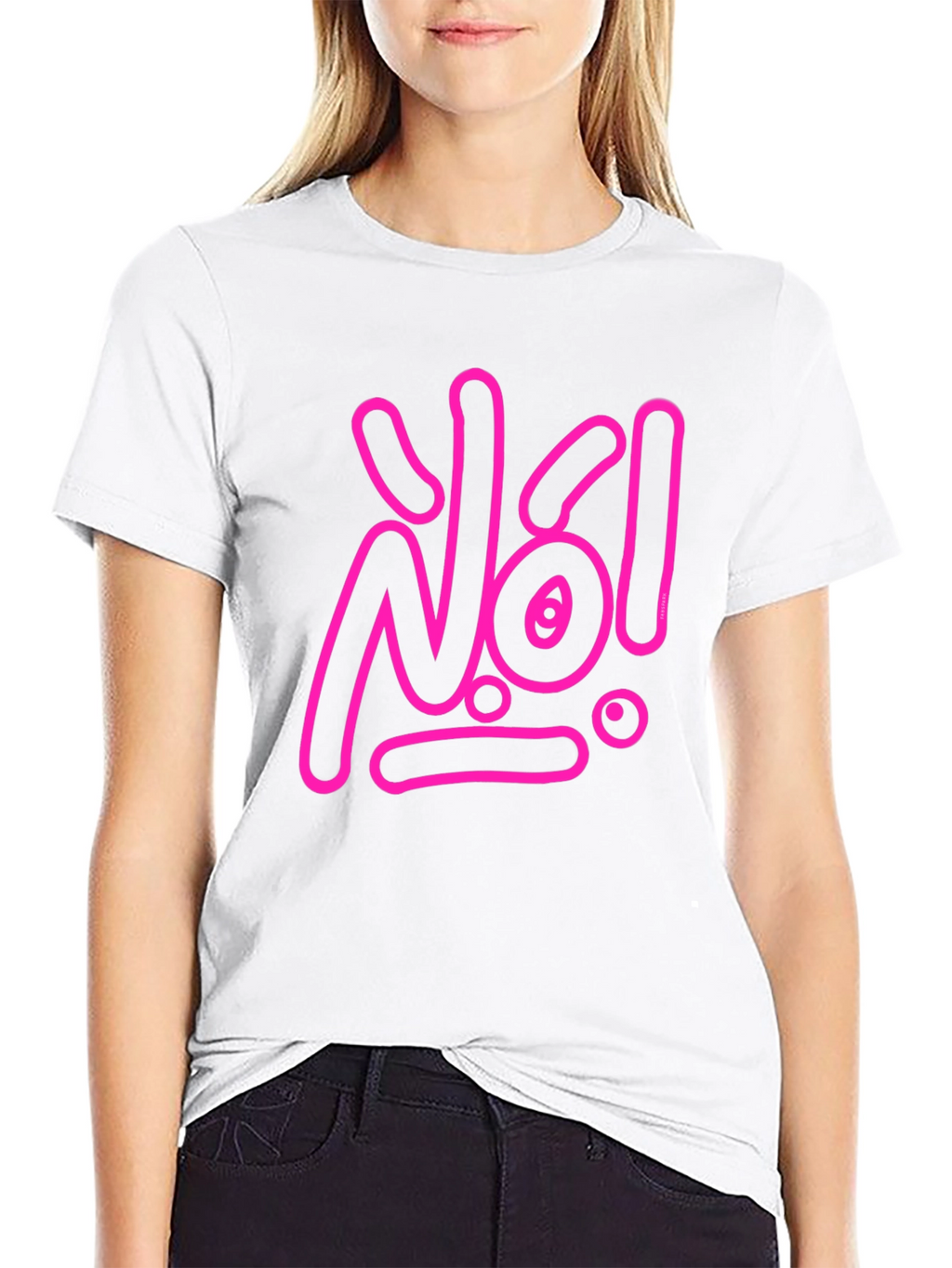 Statement Tee: Pink No! Graphic on Black