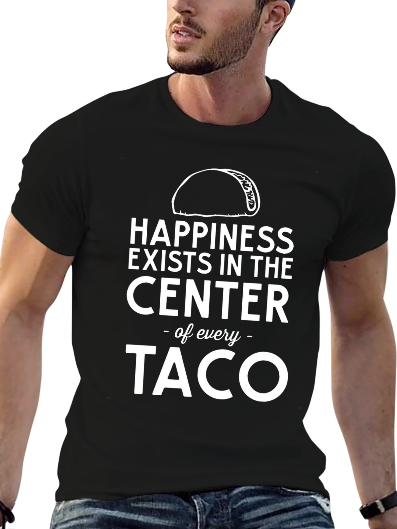 Happiness in Every Taco Graphic Tee - Black