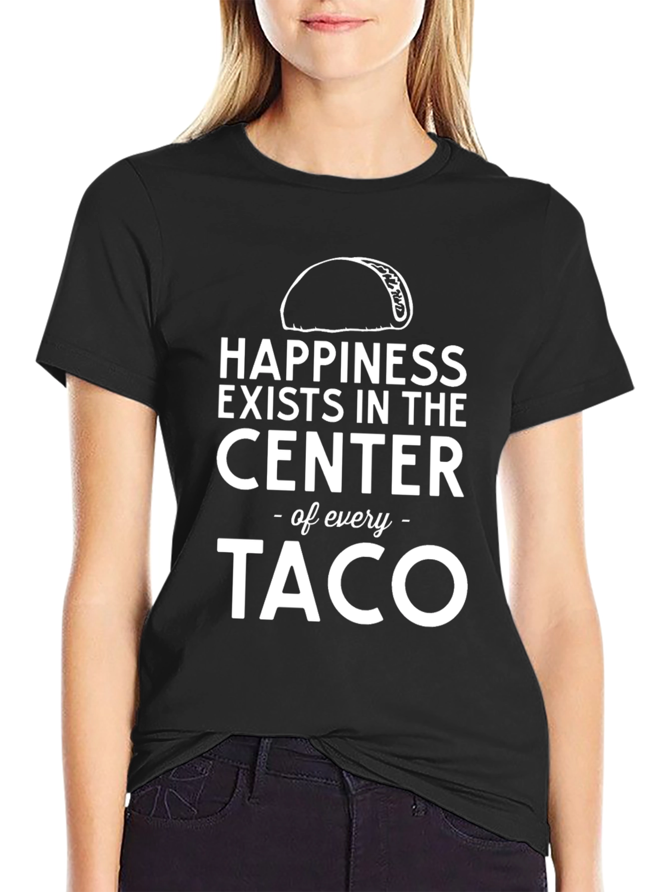 Happiness in Every Taco Graphic Tee - Black