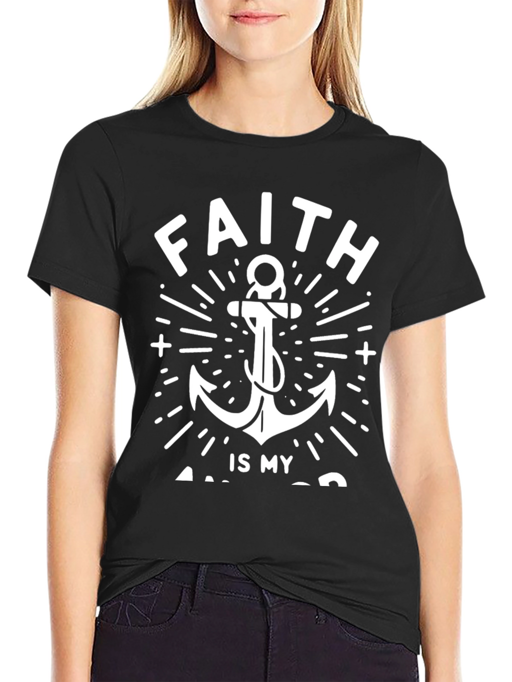 Faith Anchor Graphic Tee - Black