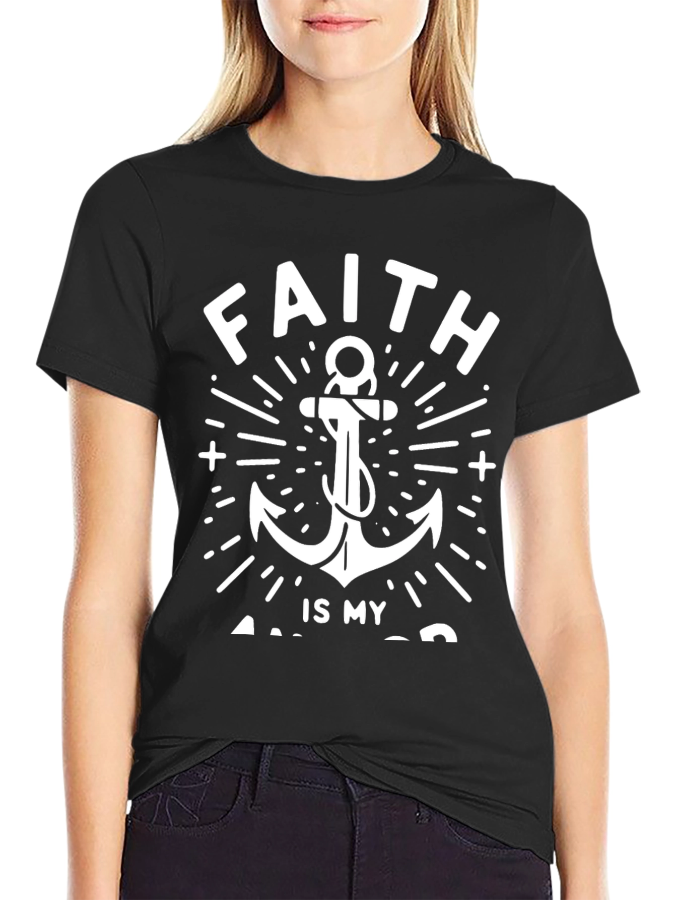 Faith Anchor Graphic Tee - Black