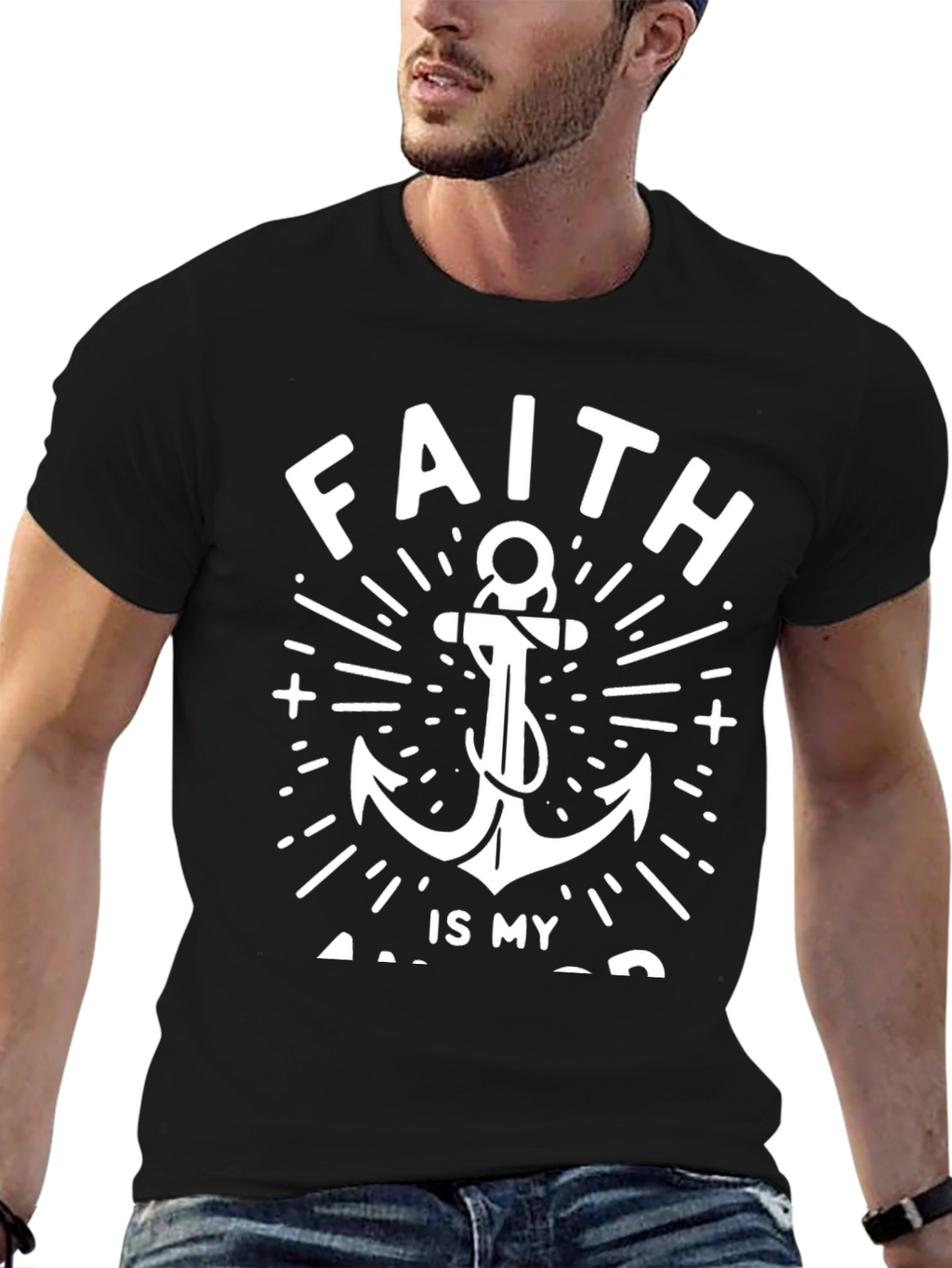 Faith Anchor Graphic Tee - Black