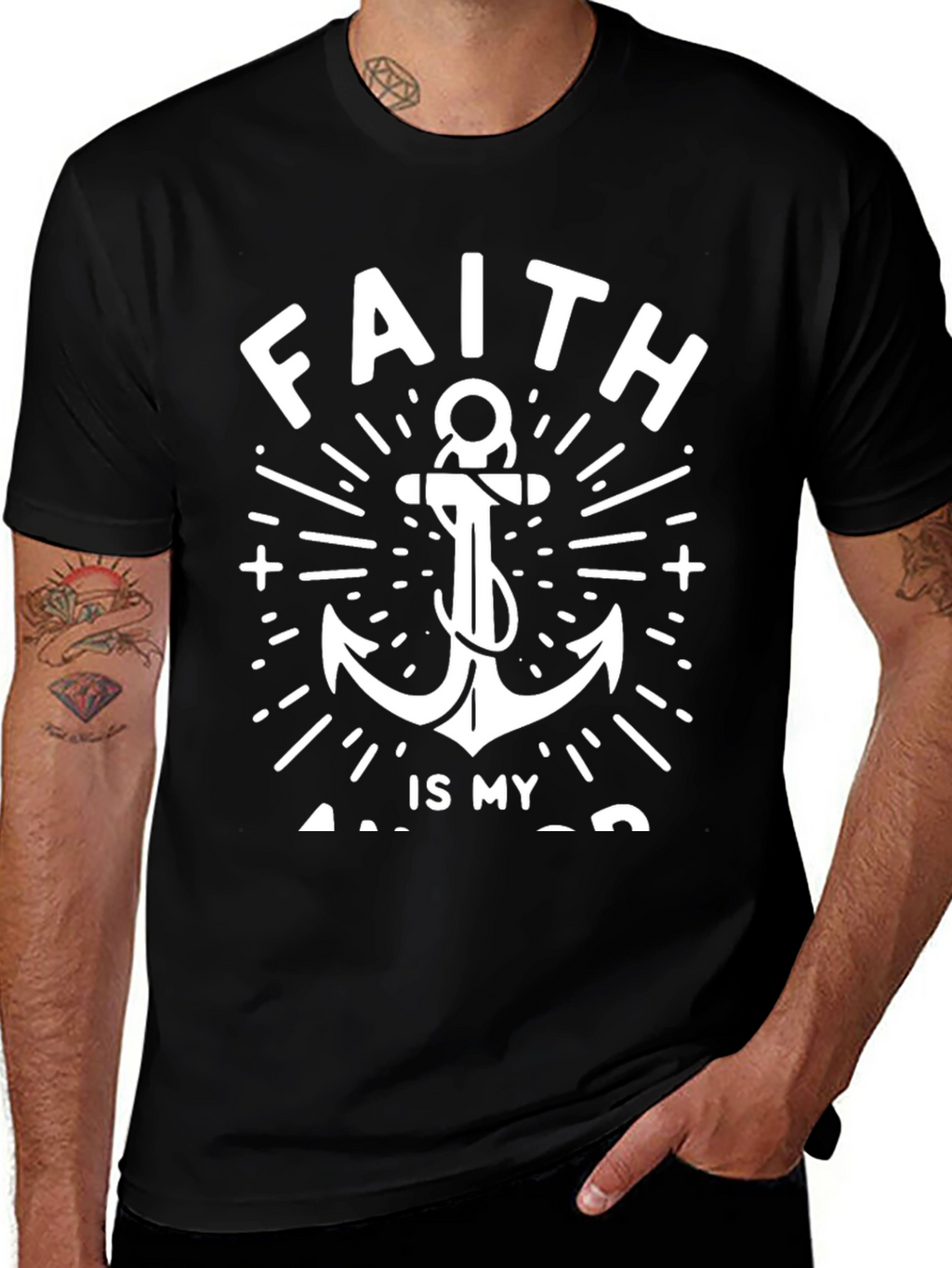 Faith Anchor Graphic Tee - Black