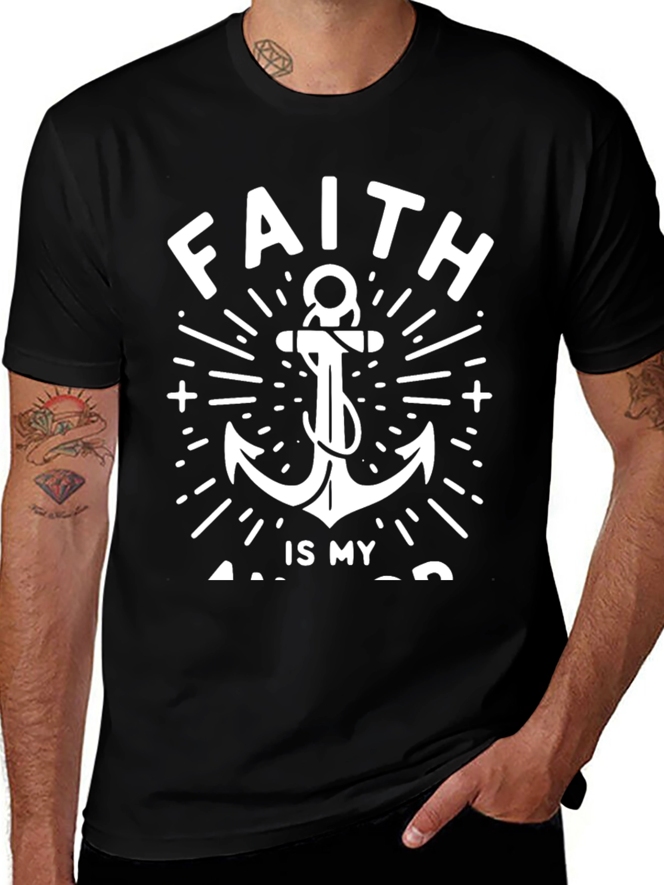 Faith Anchor Graphic Tee - Black