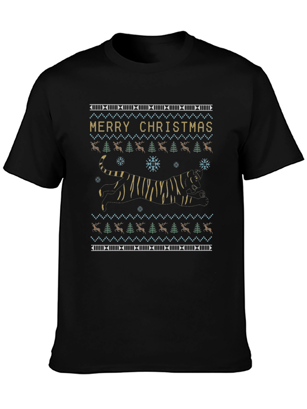 Festive Tiger Christmas Sweater T-Shirt