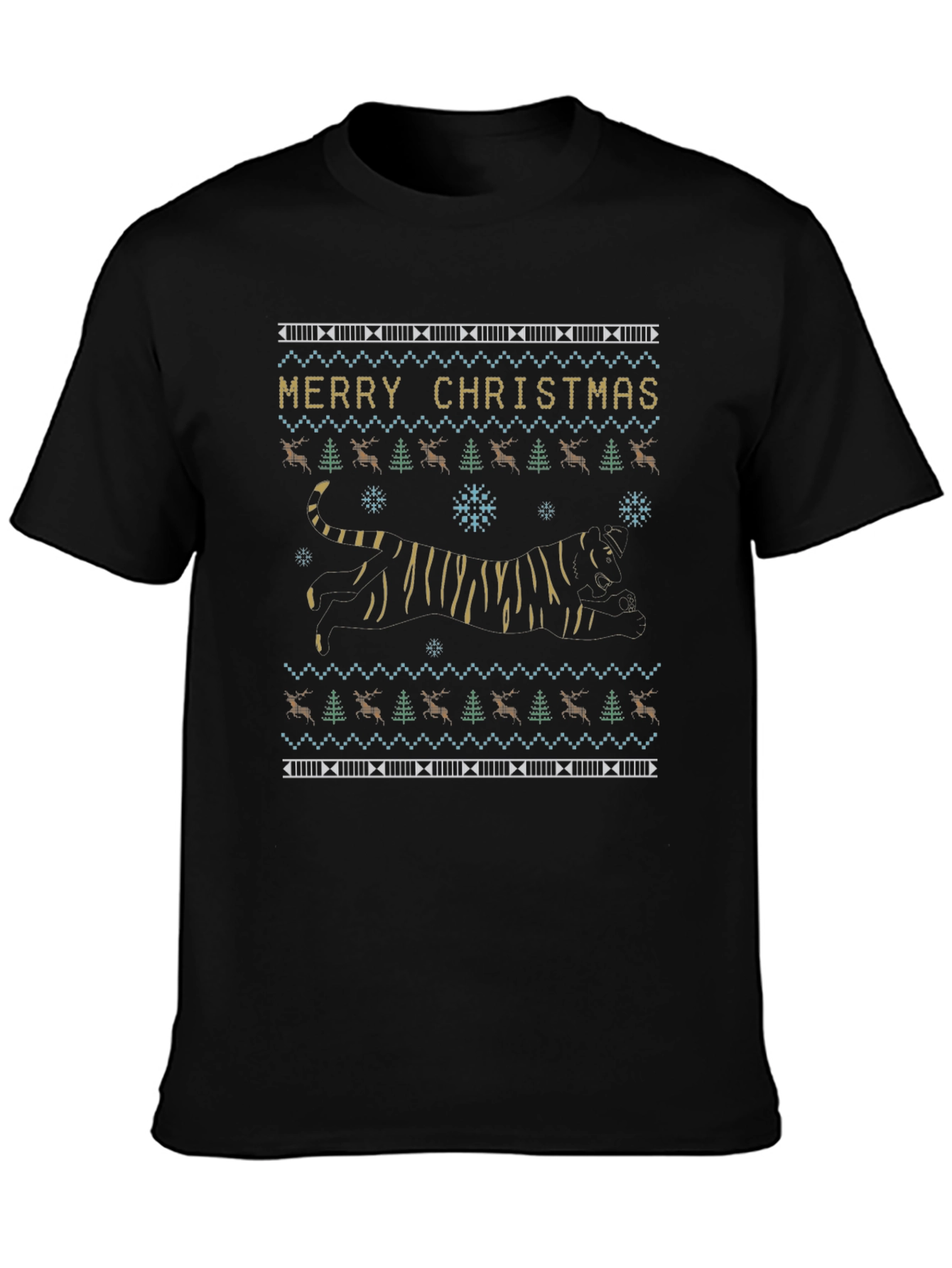 Festive Tiger Christmas Sweater T-Shirt