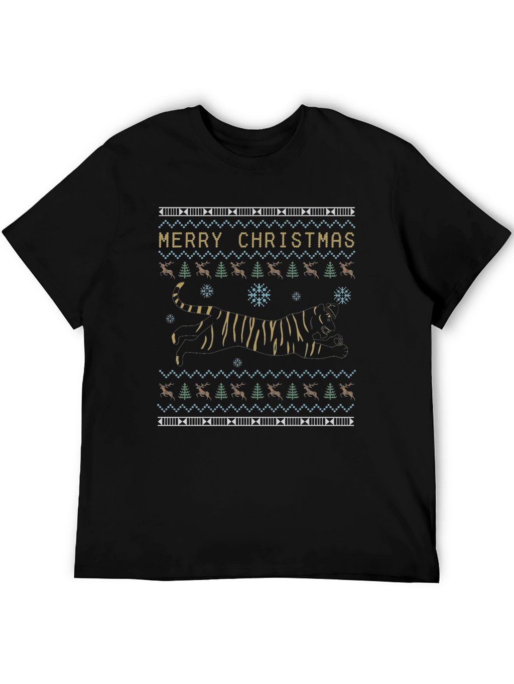 Festive Tiger Christmas Sweater T-Shirt