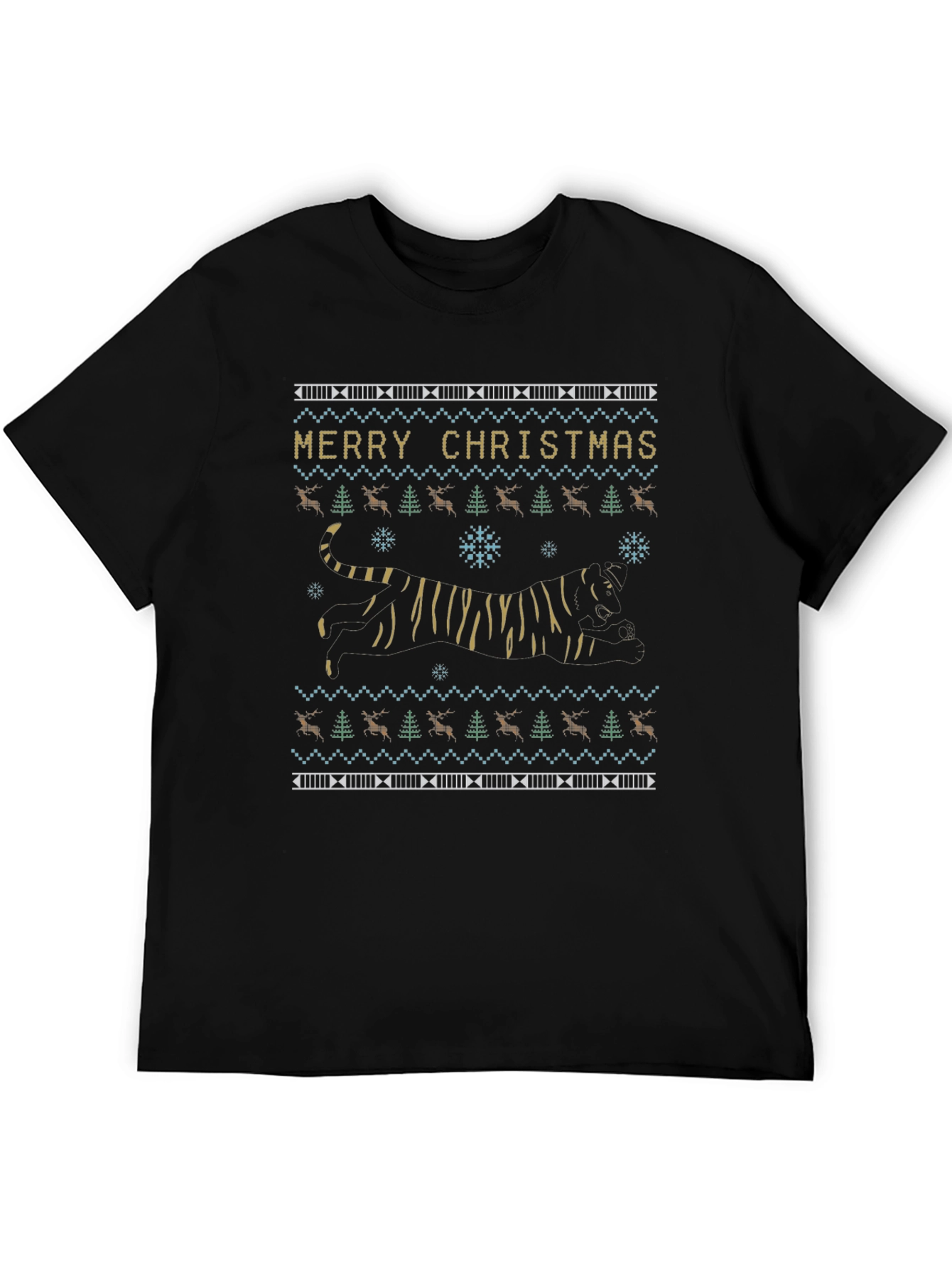 Festive Tiger Christmas Sweater T-Shirt