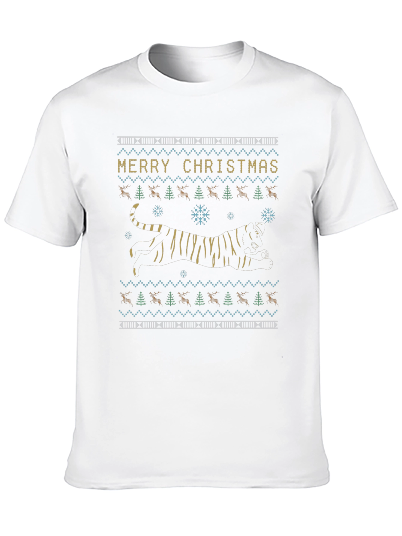Festive Tiger Christmas Sweater T-Shirt
