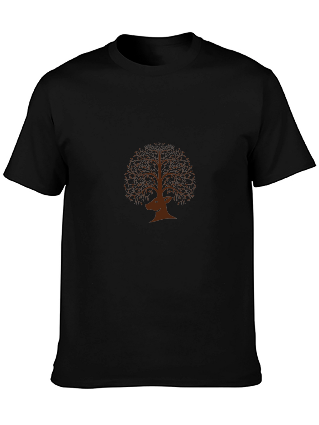 Deer Tree Graphic Tee - Nature Inspired Black T-Shirt