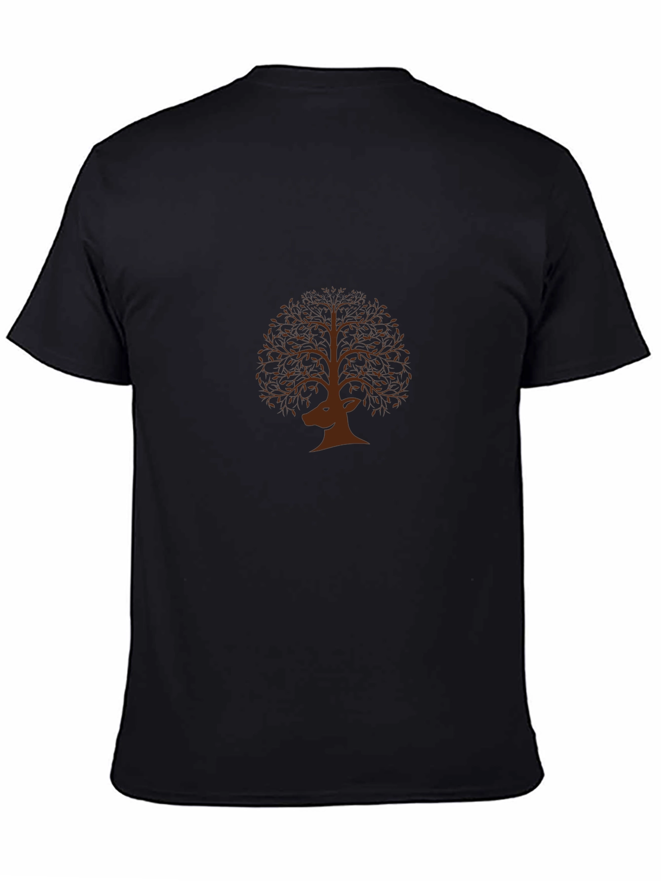 Deer Tree Graphic Tee - Nature Inspired Black T-Shirt