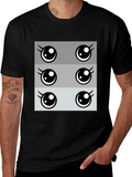Kawaii Eyes Graphic Tee - Cute Anime Style T-Shirt