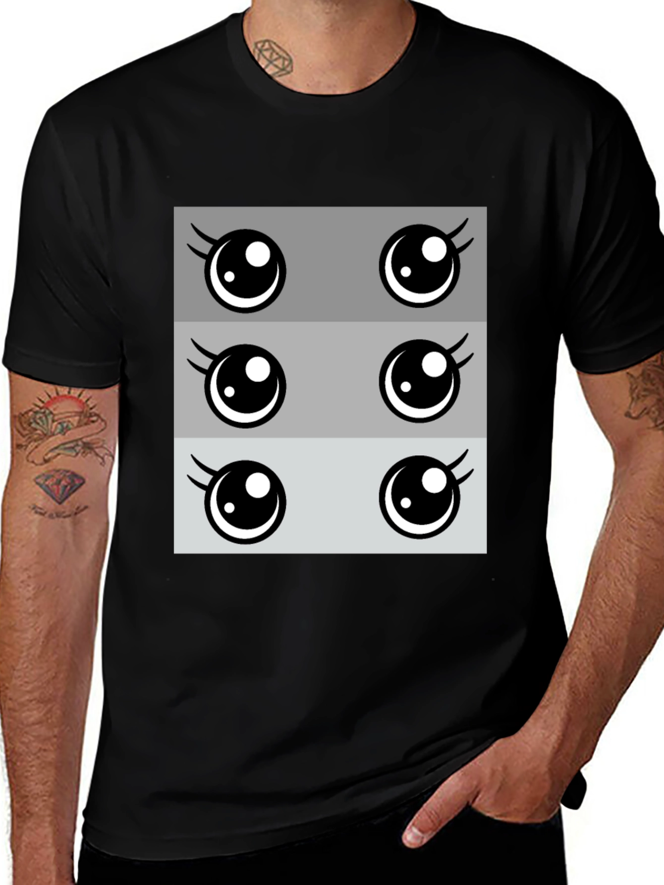 Kawaii Eyes Graphic Tee - Cute Anime Style T-Shirt