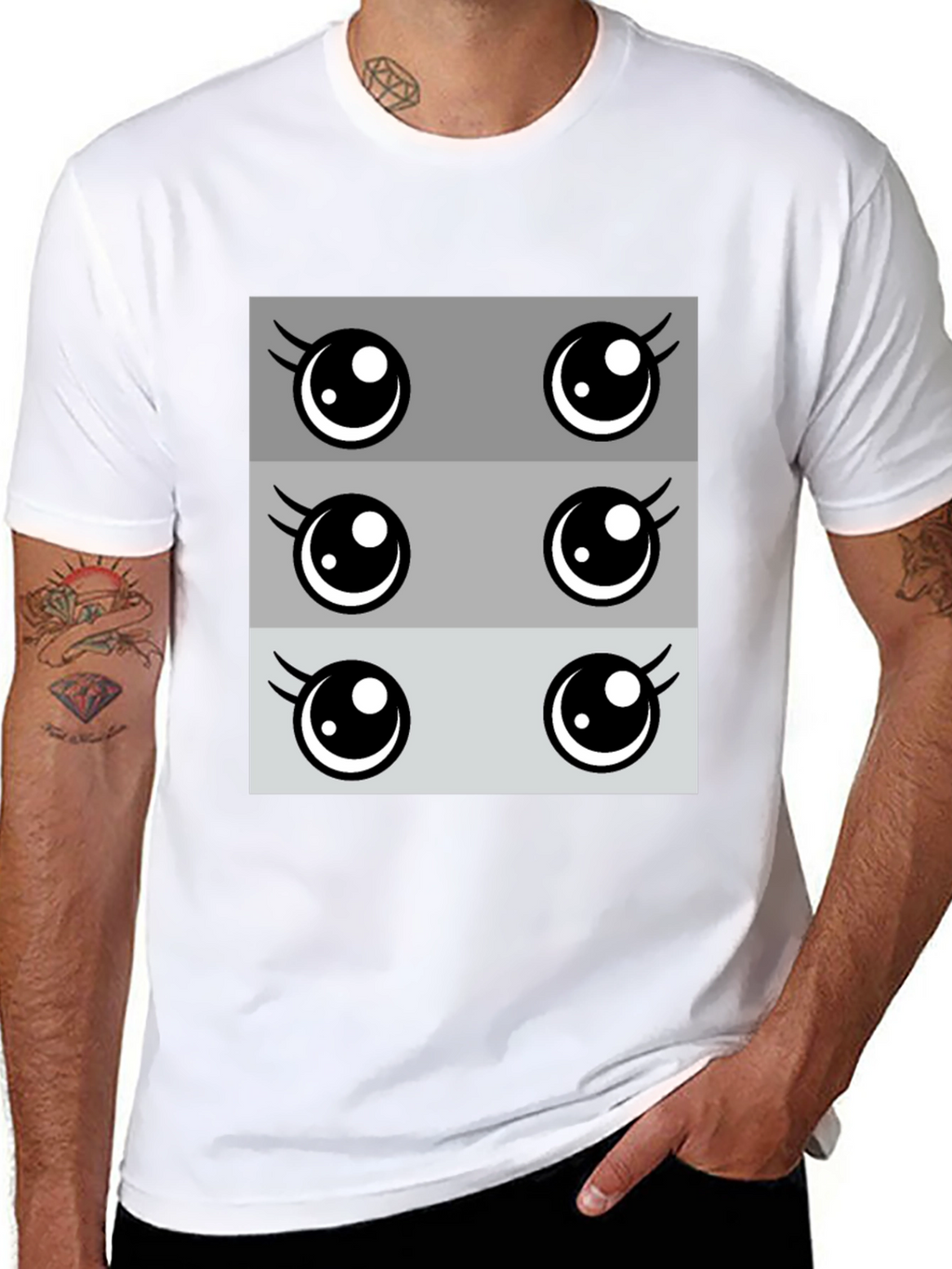 Kawaii Eyes Graphic Tee - Cute Anime Style T-Shirt