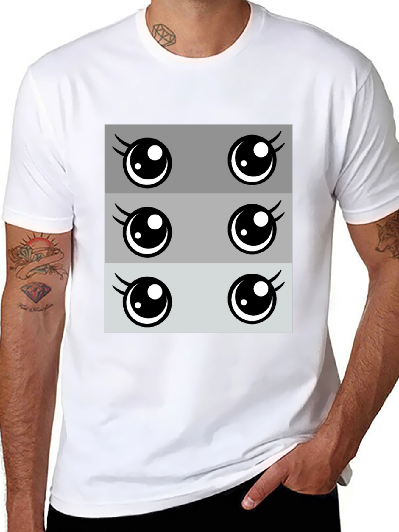 Kawaii Eyes Graphic Tee - Cute Anime Style T-Shirt
