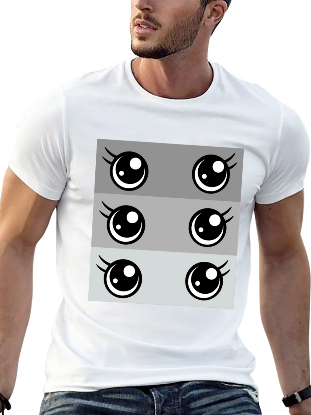 Kawaii Eyes Graphic Tee - Cute Anime Style T-Shirt