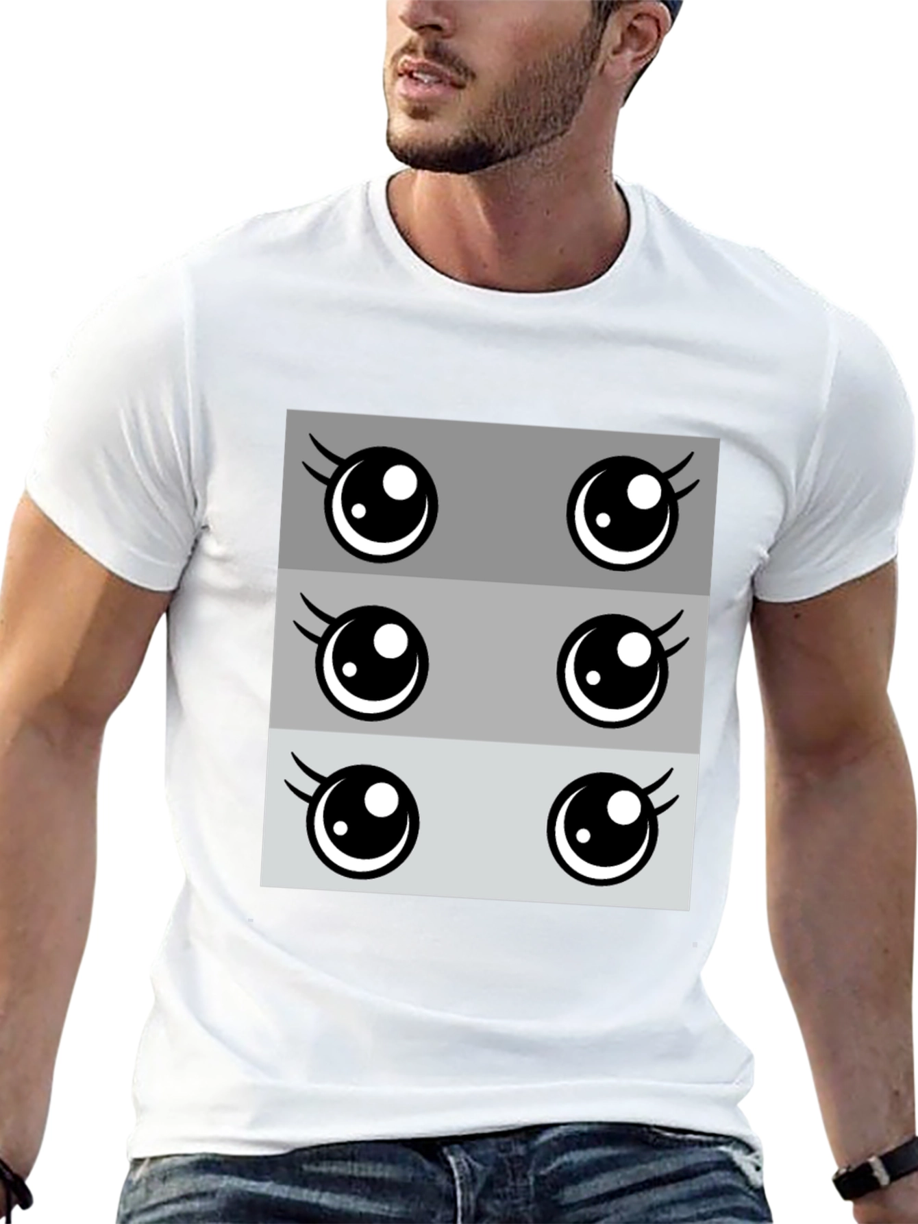 Kawaii Eyes Graphic Tee - Cute Anime Style T-Shirt
