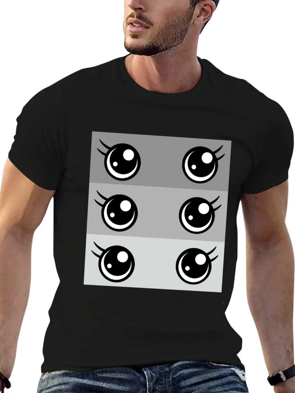 Kawaii Eyes Graphic Tee - Cute Anime Style T-Shirt