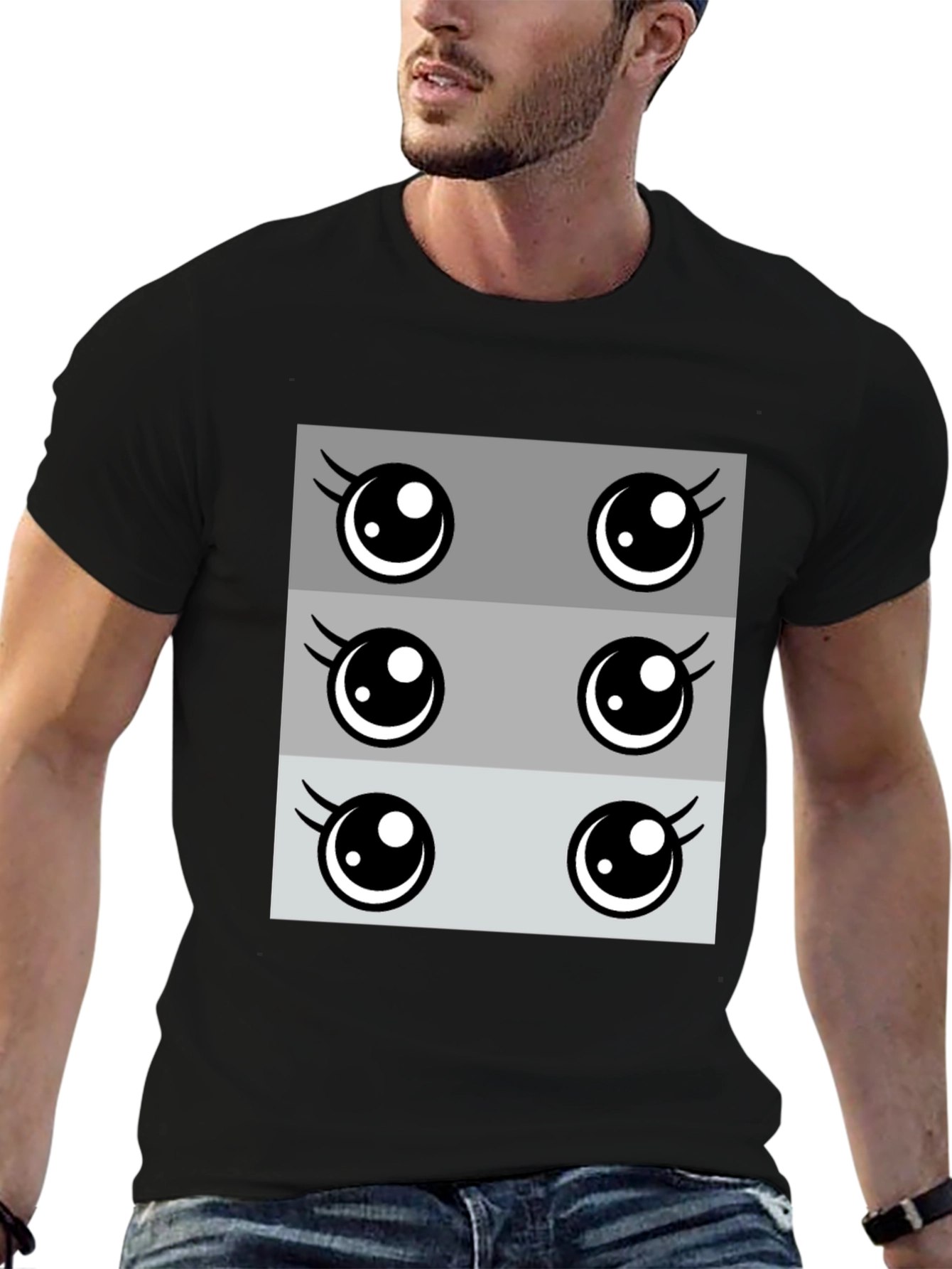Kawaii Eyes Graphic Tee - Cute Anime Style T-Shirt