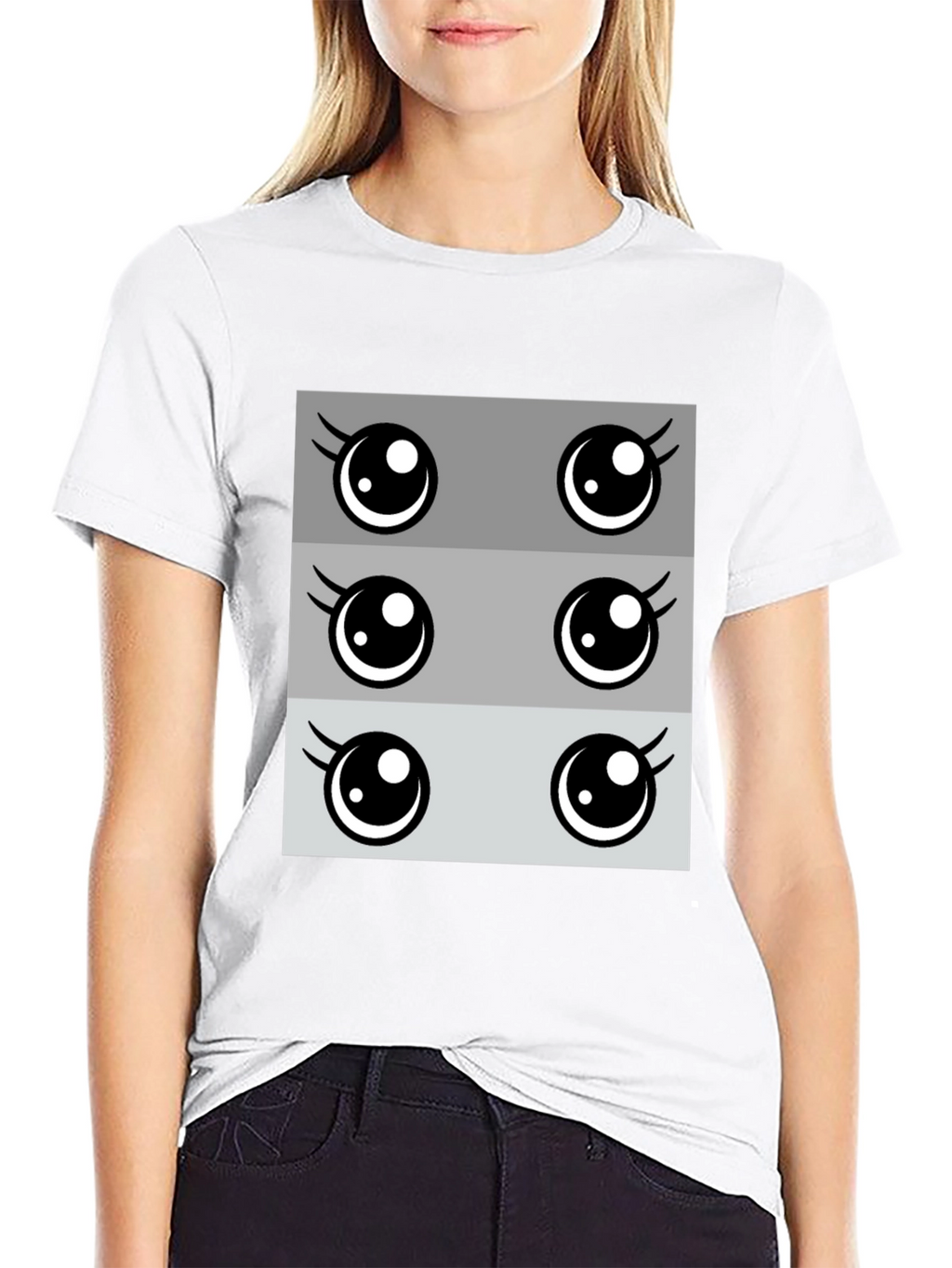 Kawaii Eyes Graphic Tee - Cute Anime Style T-Shirt