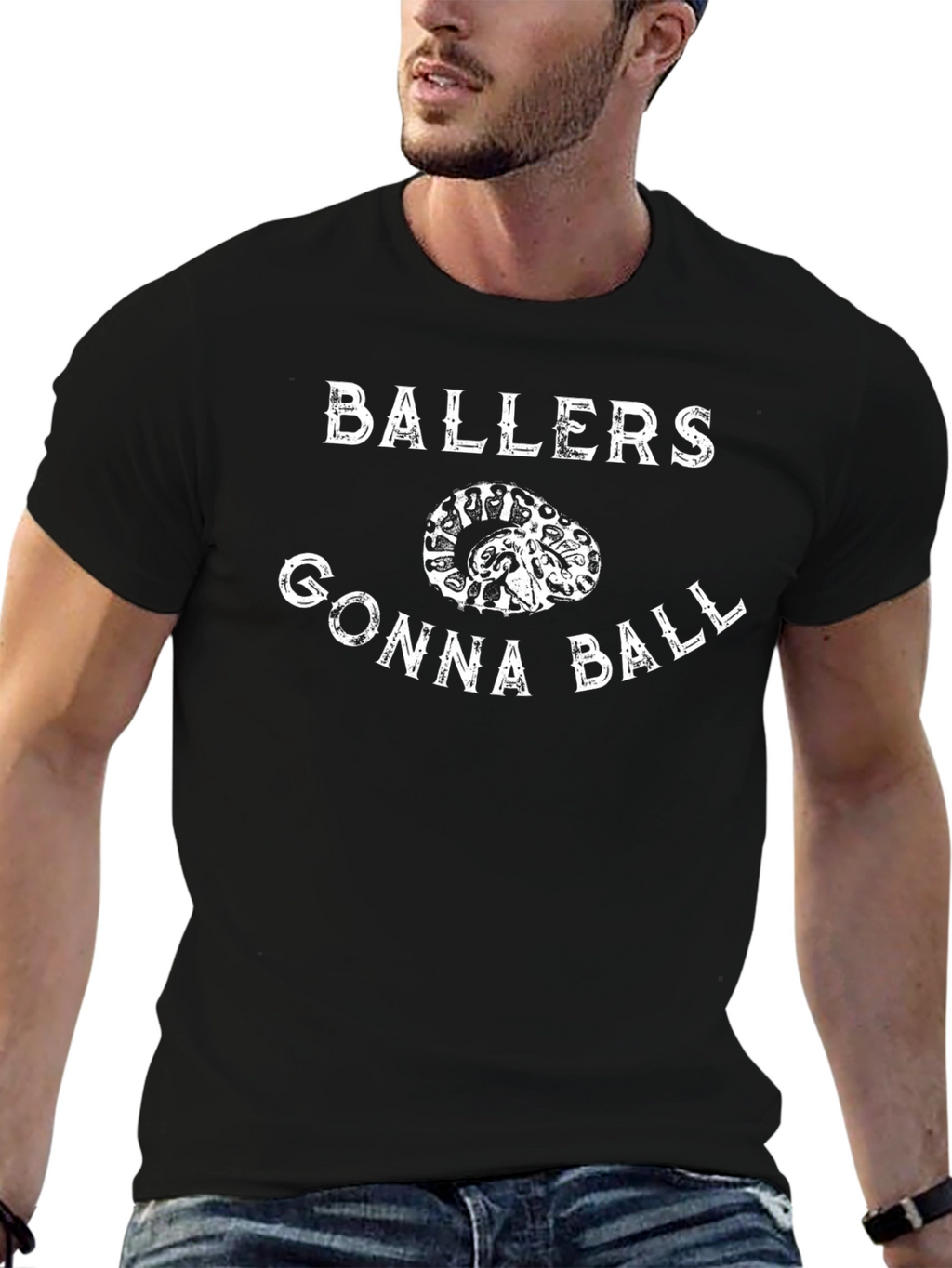 Ballers Gonna Ball Graphic Tee - Black Crew Neck