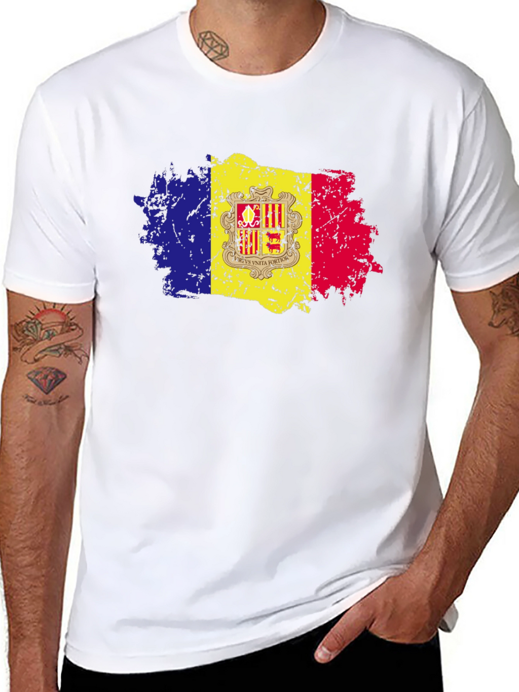Andorra Flag Grunge Style T-Shirt