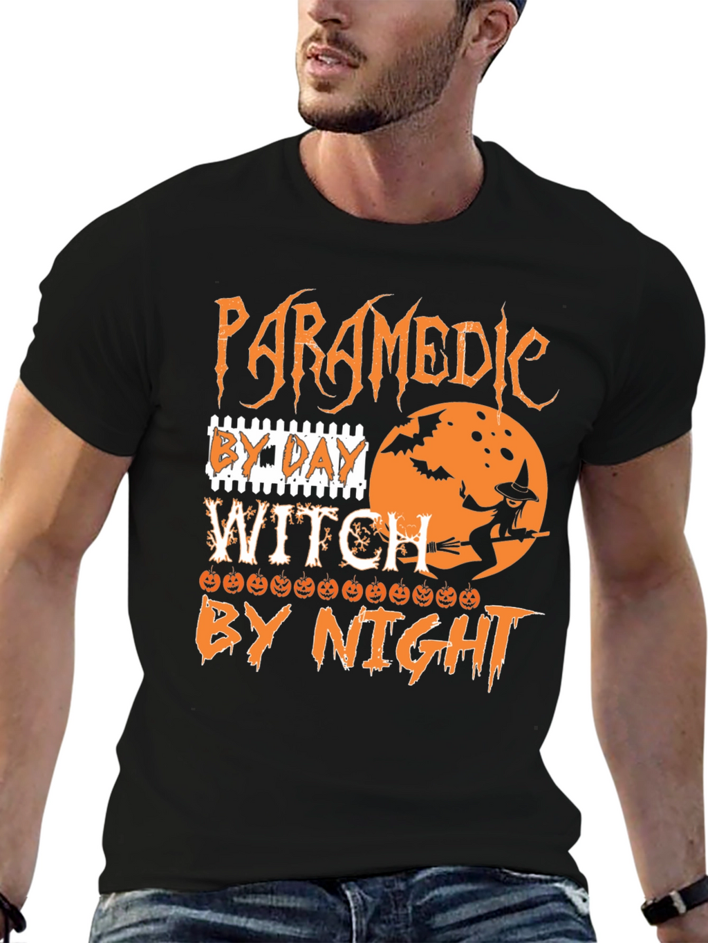 Paramedic By Day Witch By Night Halloween T-Shirt