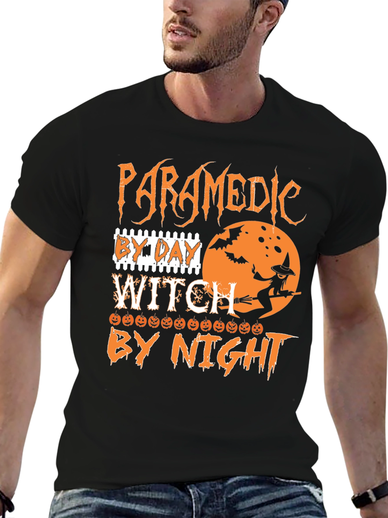 Paramedic By Day Witch By Night Halloween T-Shirt