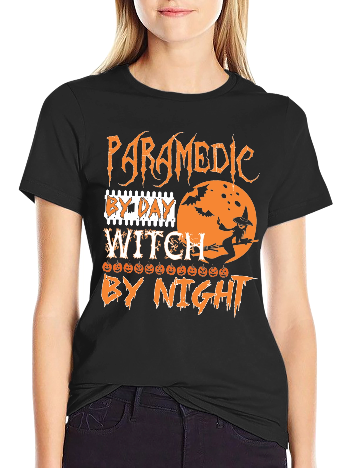 Paramedic By Day Witch By Night Halloween T-Shirt