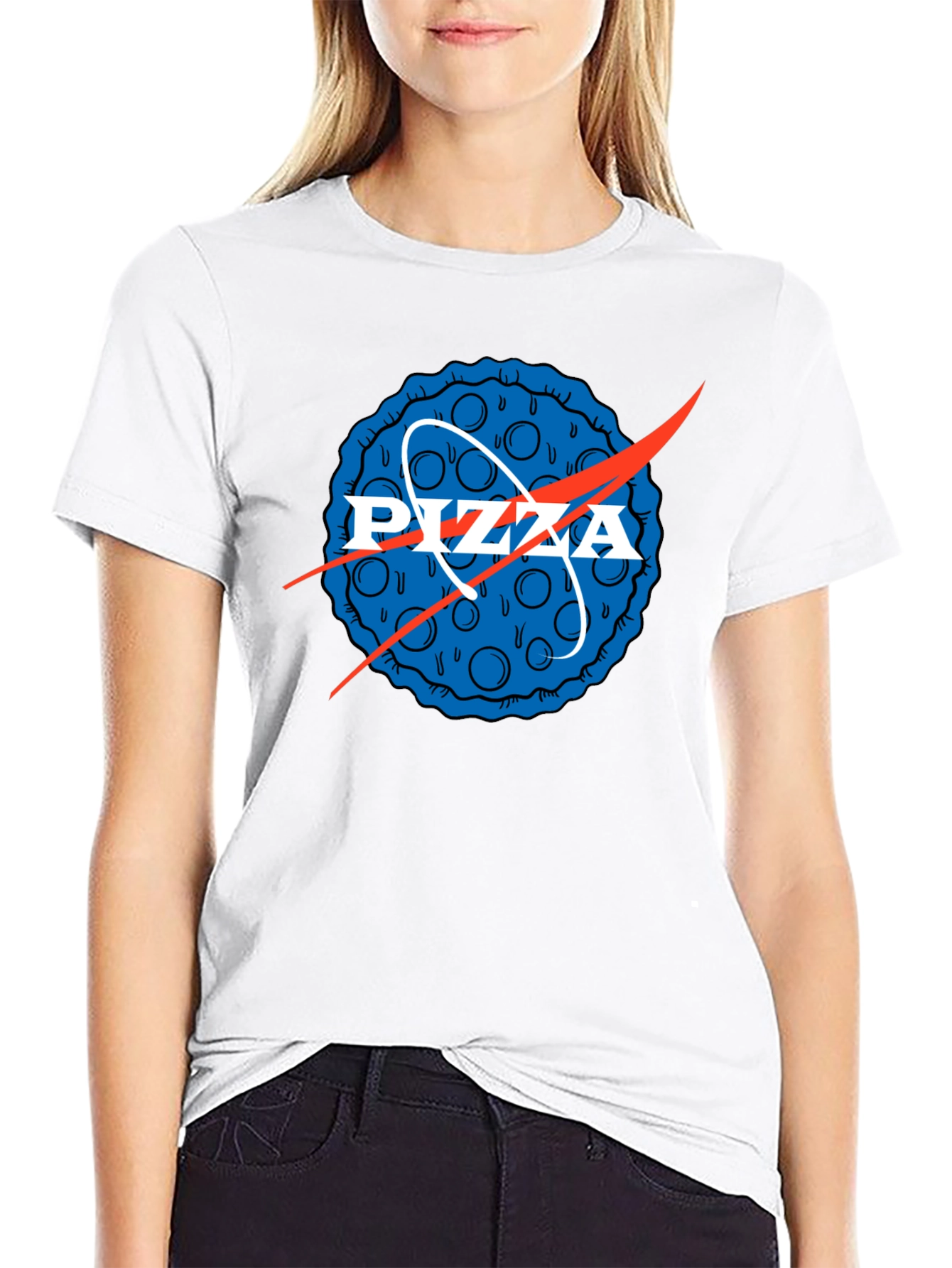 Pizza NASA Logo Mens Graphic Tee