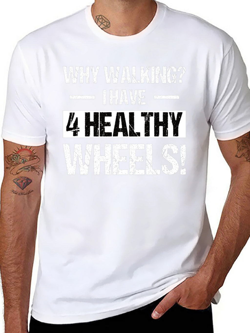 4 Healthy Wheels T-Shirt - Funny Car Lover Tee